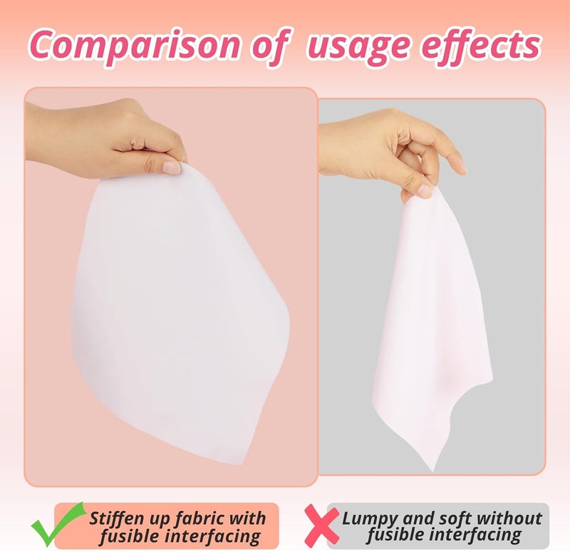 HTVRONT واجهة قابلة للالتصاق خفيفة الوزن للخياطة - 12.6 بوصة * 22 ياردة قماش واجهة غير منسوجة للخياطة، واجهة قابلة للالتصاق للحرف اليدوية، الخياطة، الحرف اليدوية DIY، - Image 5